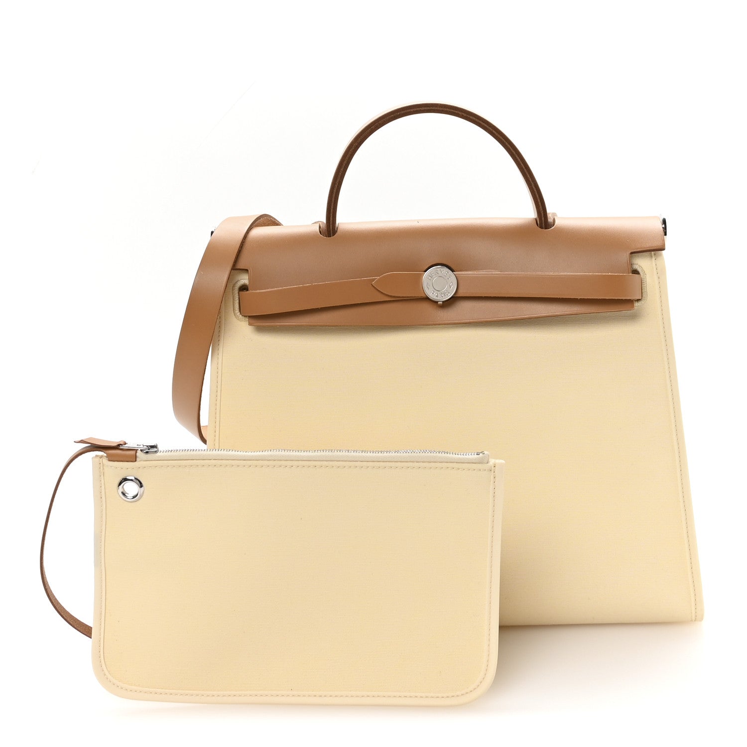 Hermes Vache Hunter Toile Officier Herbag Zip 31 PM Vanille Naturel Sable 3 of 11