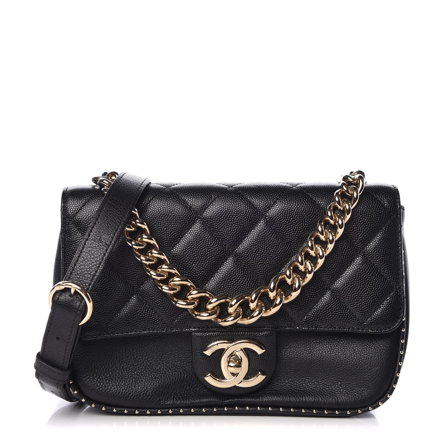 Chanel Caviar Quilted Small Studded Flap Black 1 of 7