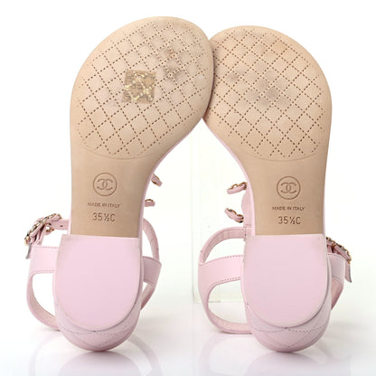 Chanel Lambskin Chain CC Logo Thong Sandals 35.5 Pink 4 of 11