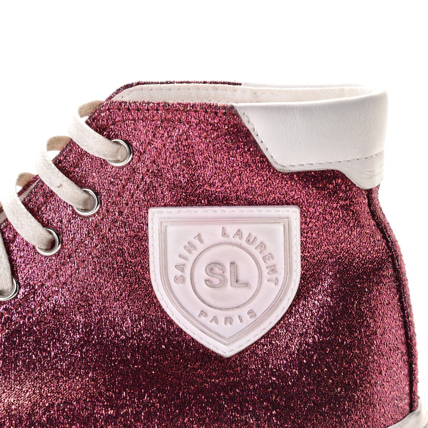 Saint Laurent Rubber Glitter Bedford Hightop Sneakers 37.5 Pink White 2 of 12