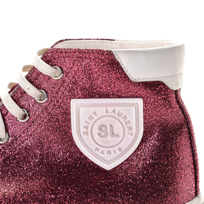 Saint Laurent Rubber Glitter Bedford Hightop Sneakers 37.5 Pink White 2 of 12