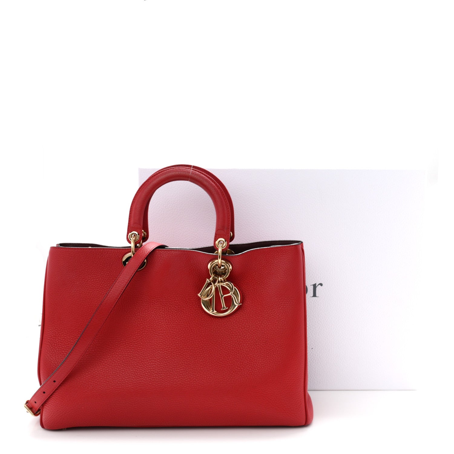 Christian Dior Calfskin Medium Diorissimo Tote Red 12 of 12