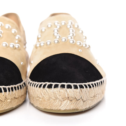 Chanel Suede Pearl CC Espadrilles 42 Beige Black 11 of 14