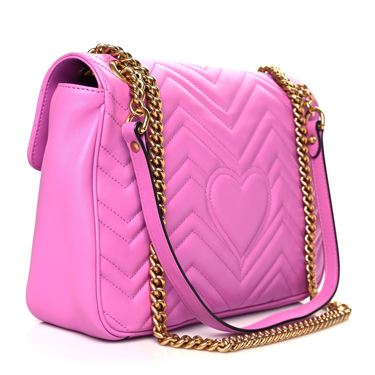 Gucci Calfskin Matelasse Medium GG Marmont Shoulder Bag Candy Mousse 3 of 11