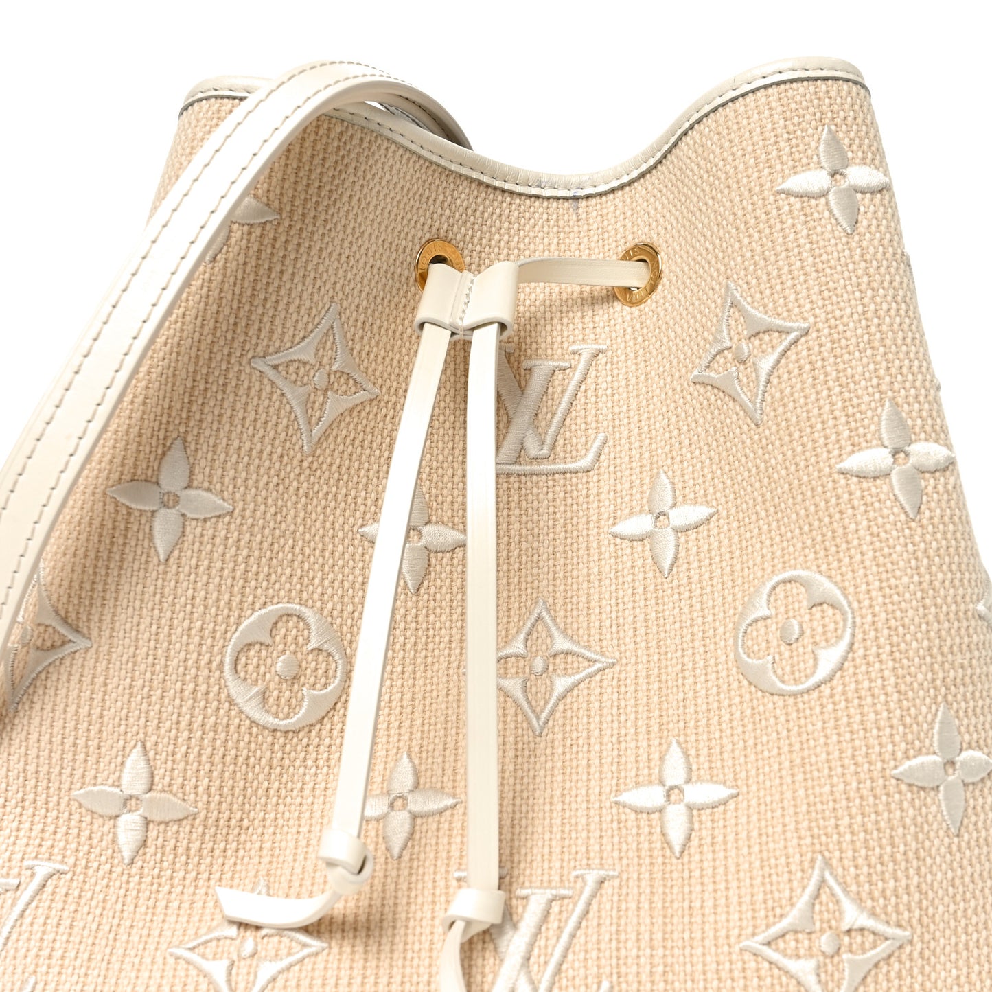 Cotton Monogram Embroidered Neonoe MM Beige White
