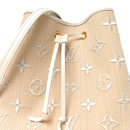 Louis Vuitton Cotton Monogram Embroidered Neonoe MM Beige White 7 of 10