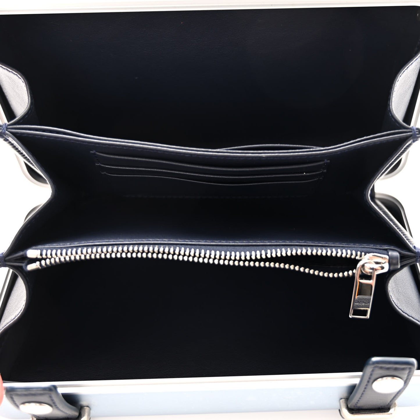 X RIMOWA Aluminum Personal Clutch On Strap Bleu