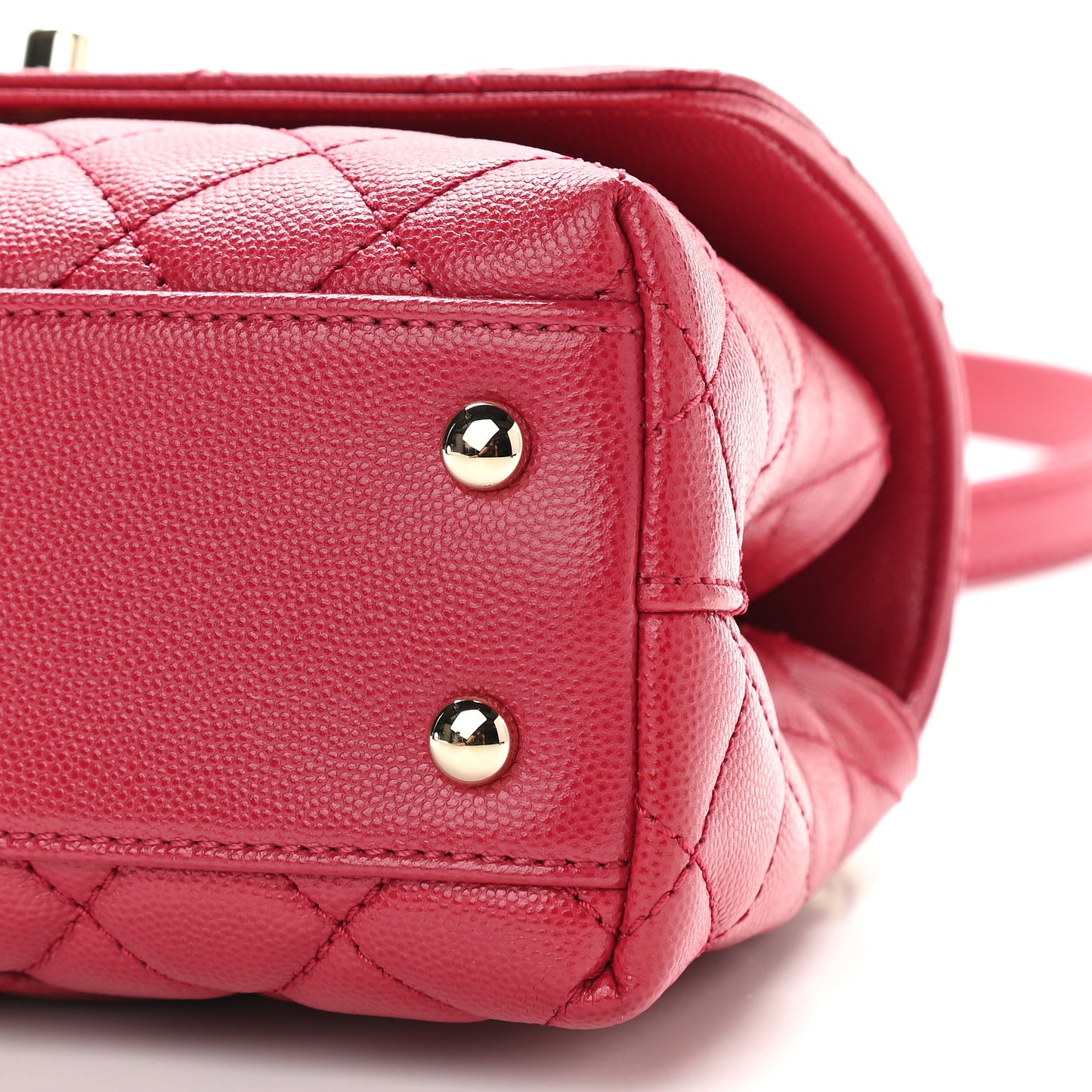 Caviar Quilted Mini Coco Handle Flap Dark Pink