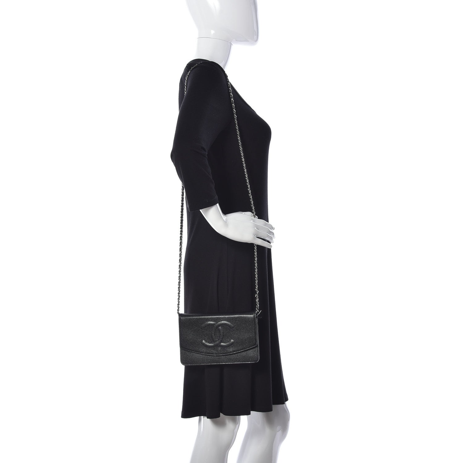 Chanel Caviar Timeless CC Wallet On Chain WOC Black 1 of 13