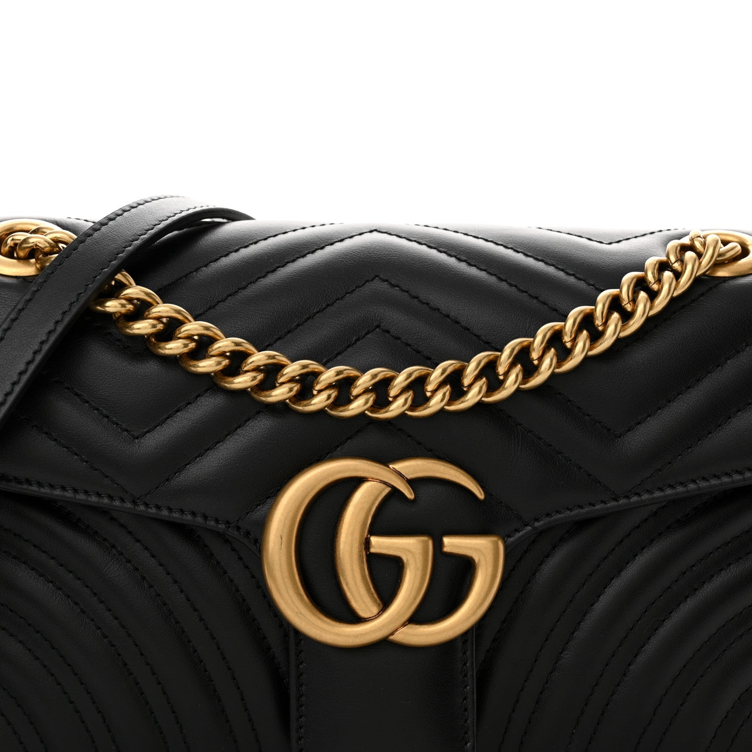 Gucci Calfskin Matelasse Small GG Marmont Shoulder Bag Black 8 of 10