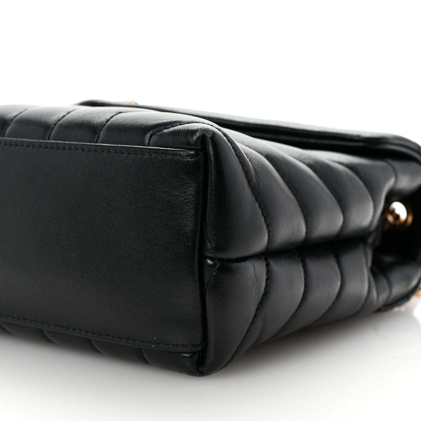 Calfskin Y Quilted Monogram Small Loulou Chain Satchel Black