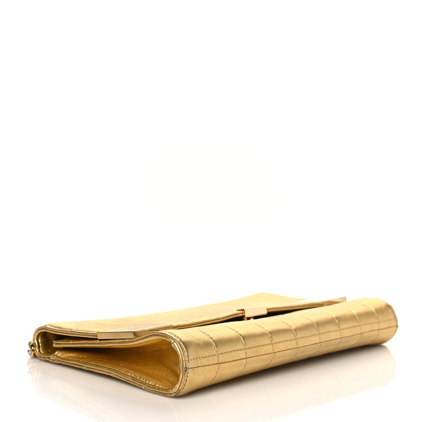 Metallic Lambskin Chocolate Bar Flap Gold