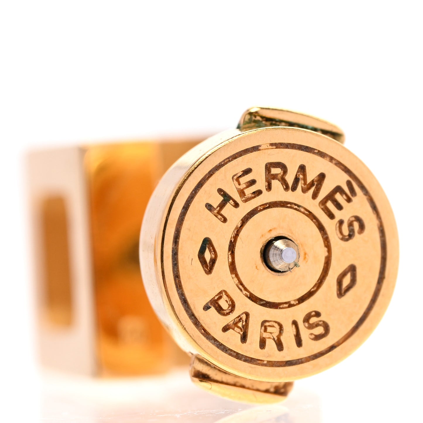 Gold Lacquered Cage d'H Earrings Ecru