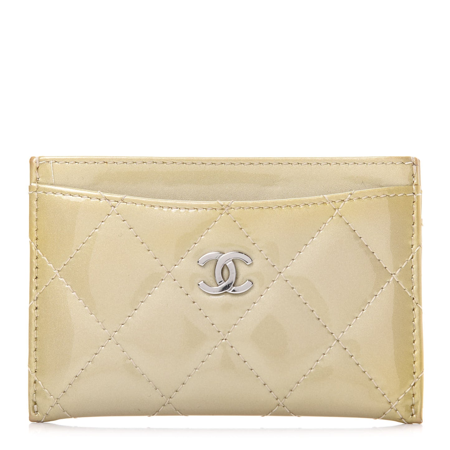 Patent Quilted Card Holder Gold