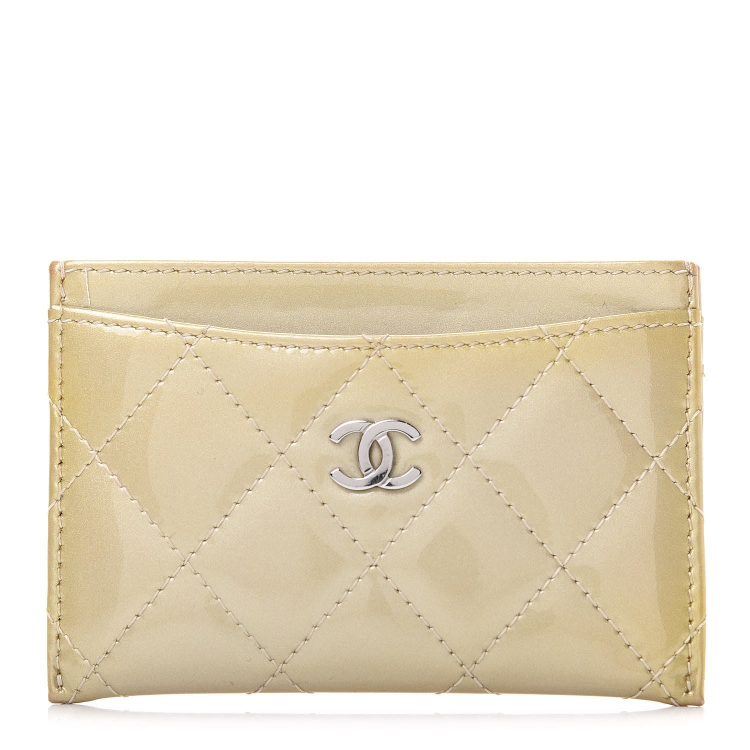 Chanel Patent Quilted Card Holder Gold 1 of 9