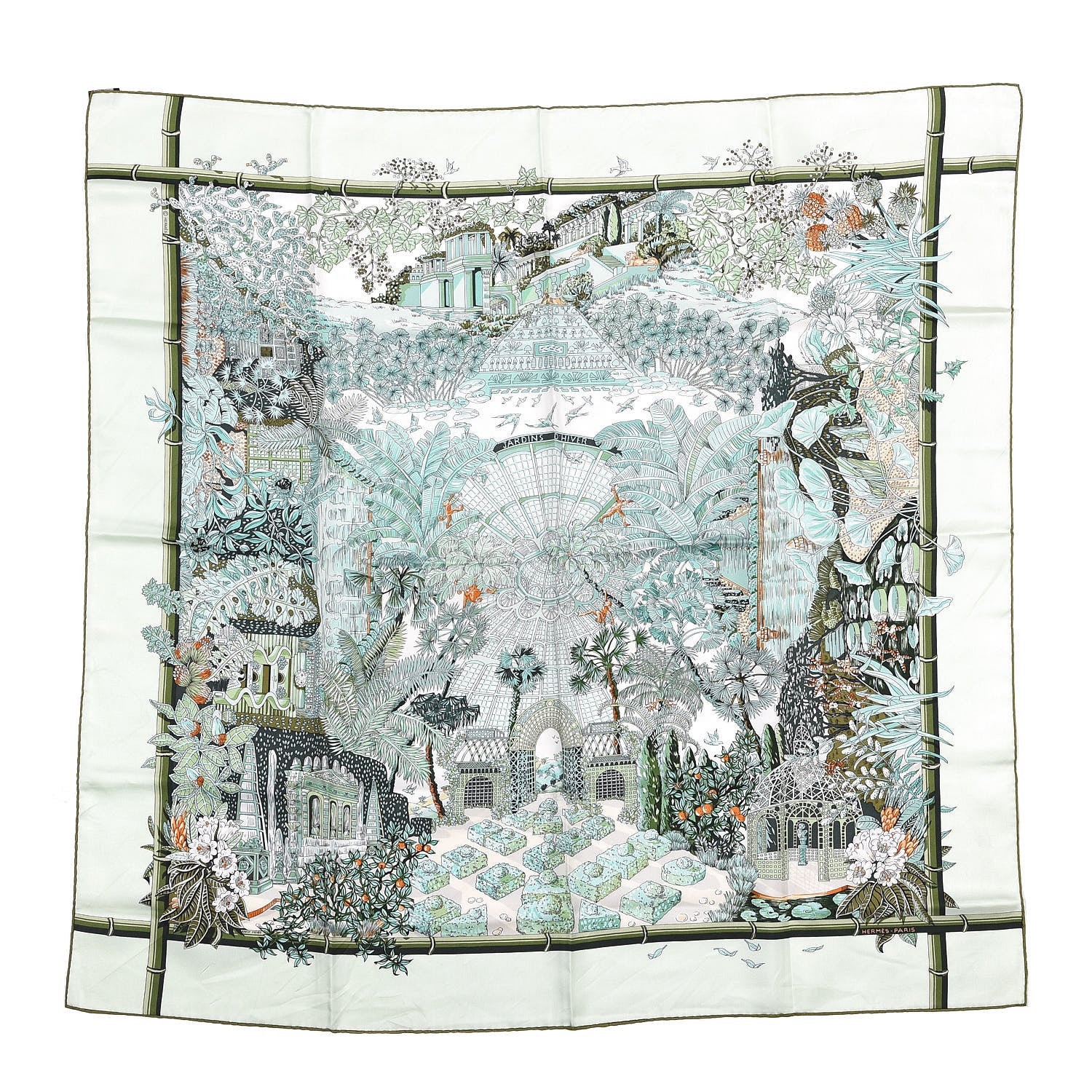 Hermes Silk Jardins D Hiver Scarf 90 1 of 8