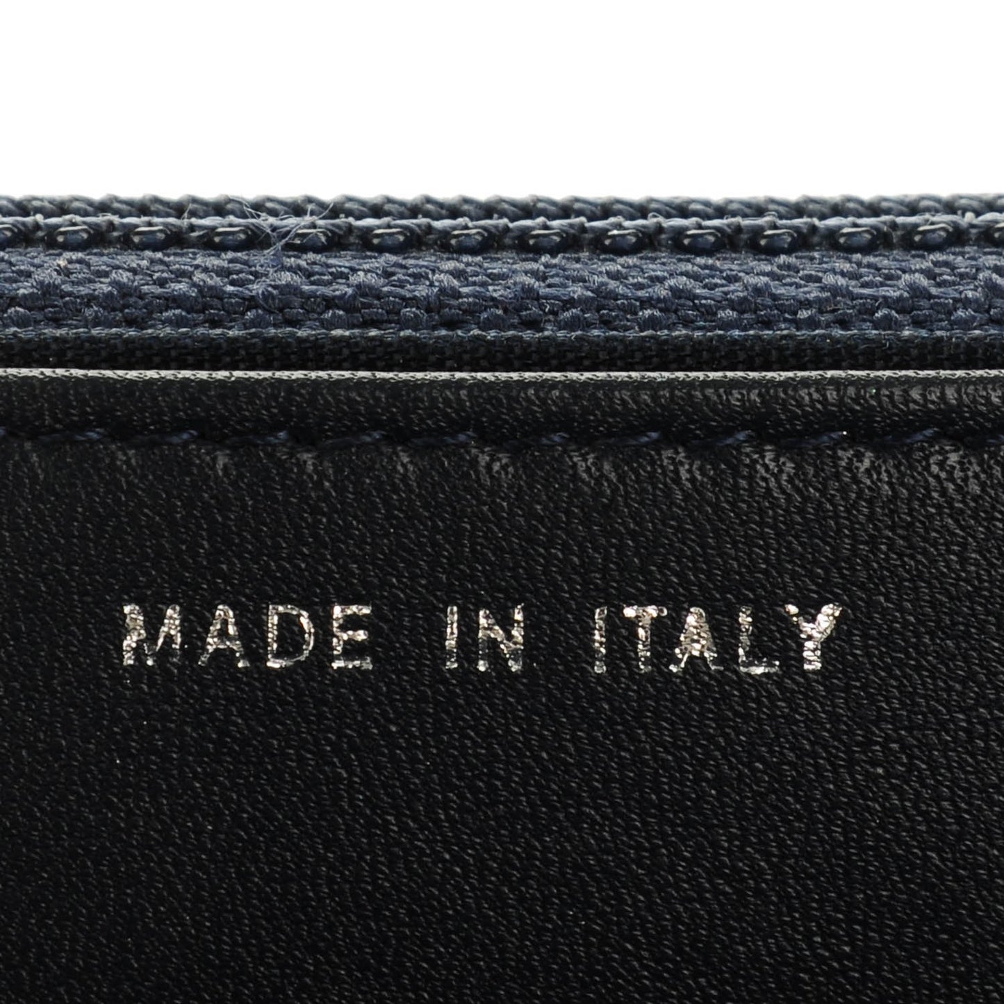 Calfskin Chevron Quilted Boy Wallet On Chain WOC Navy Blue