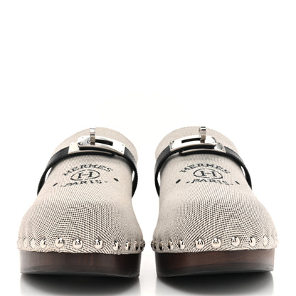 Hermes H Canvas Calfskin Carlotta Mules 36 Prunoir Black 2 of 10