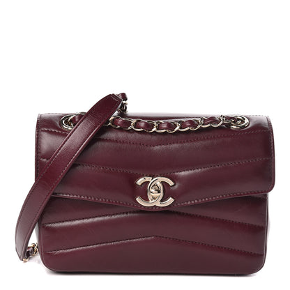 Chanel Shiny Lambskin Quilted Small Chevron Miroir Burgundy 1 of 12