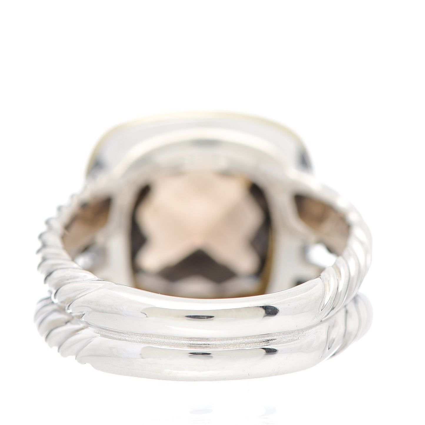 Sterling Silver 18K Yellow Gold Diamond Smoky Quartz 11mm Albion Ring 54 7
