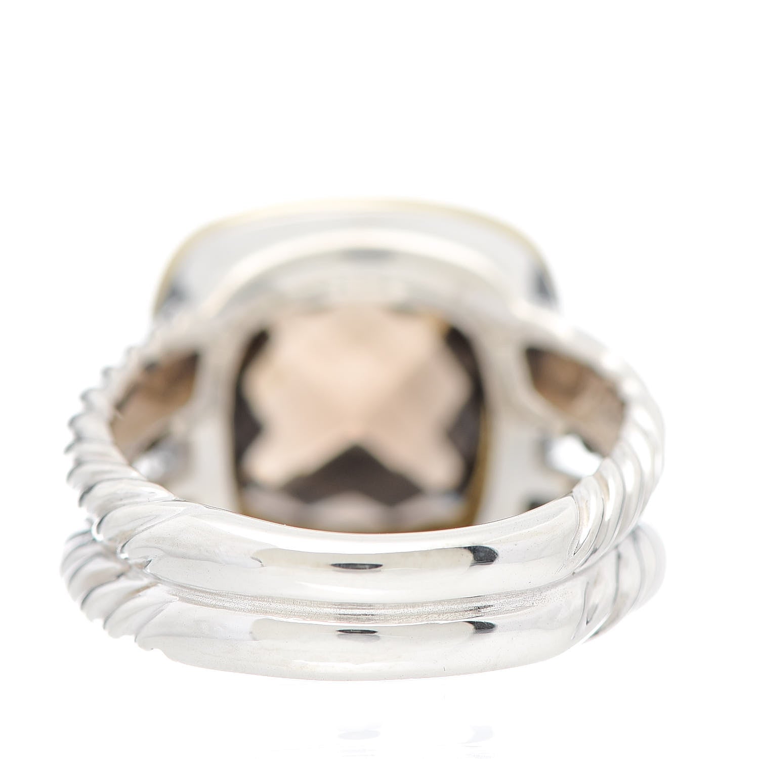 David Yurman Sterling Silver 18K Yellow Gold Diamond Smoky Quartz 11mm Albion Ring 54 7 4 of 5