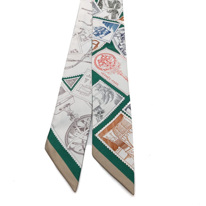 Hermes Silk Le Philateliste Du Faubourg Twilly Vert Noisette Bleu 2 of 3