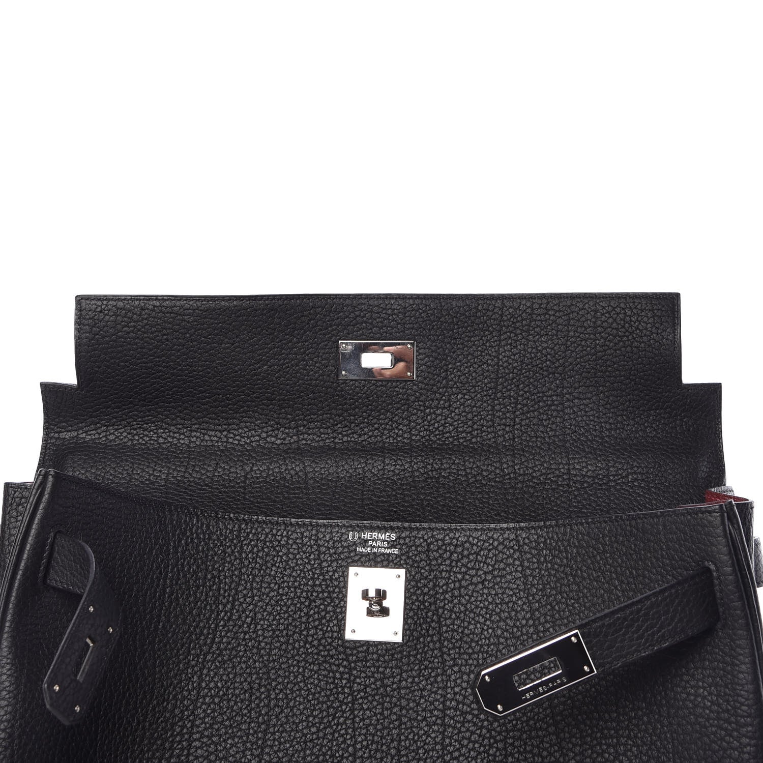 Hermes Fjord Horseshoe Kelly Retourne 40 Black Rouge H 11 of 33