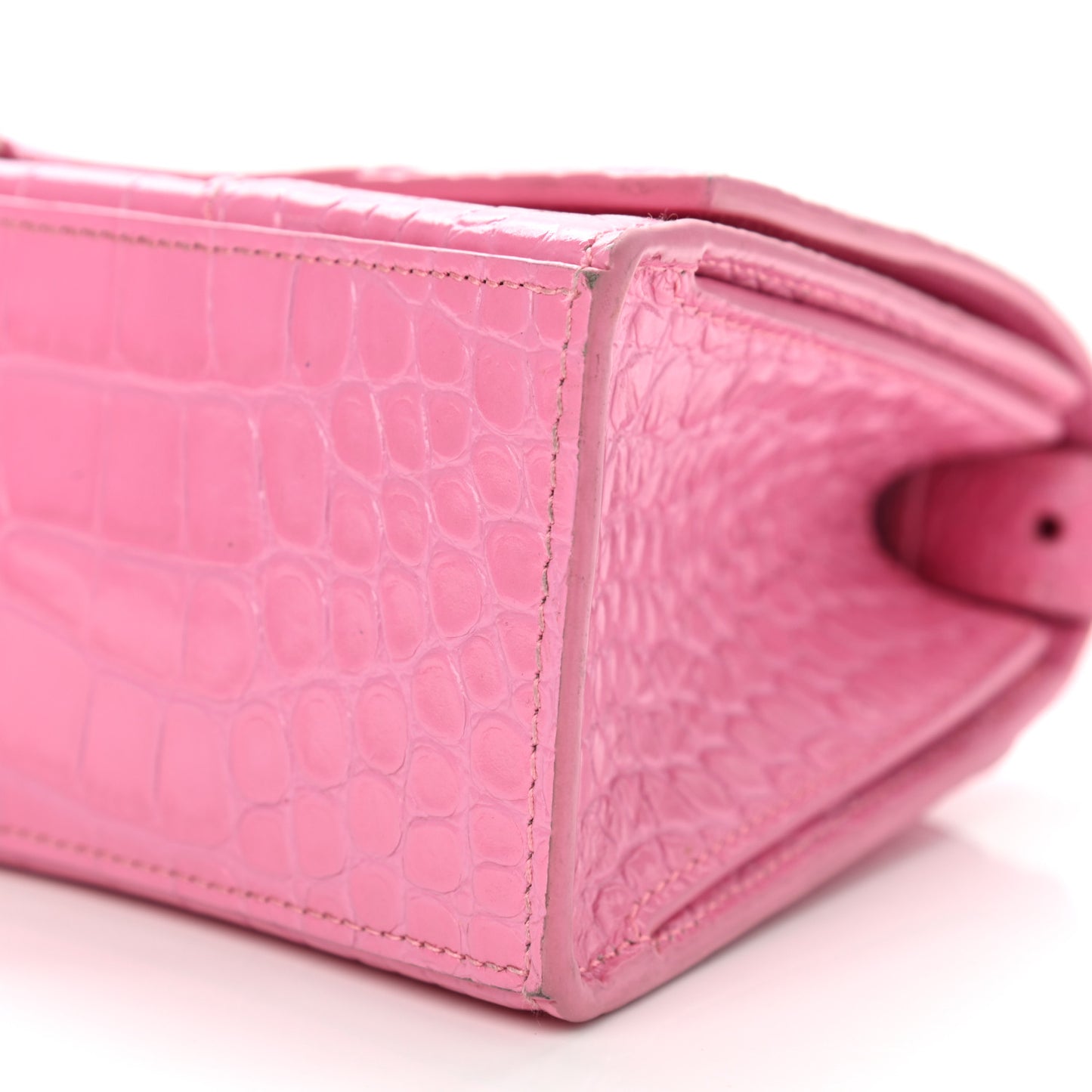 Shiny Calfskin Crocodile Embossed Small Hourglass Sling Shoulder Bag Baby Pink