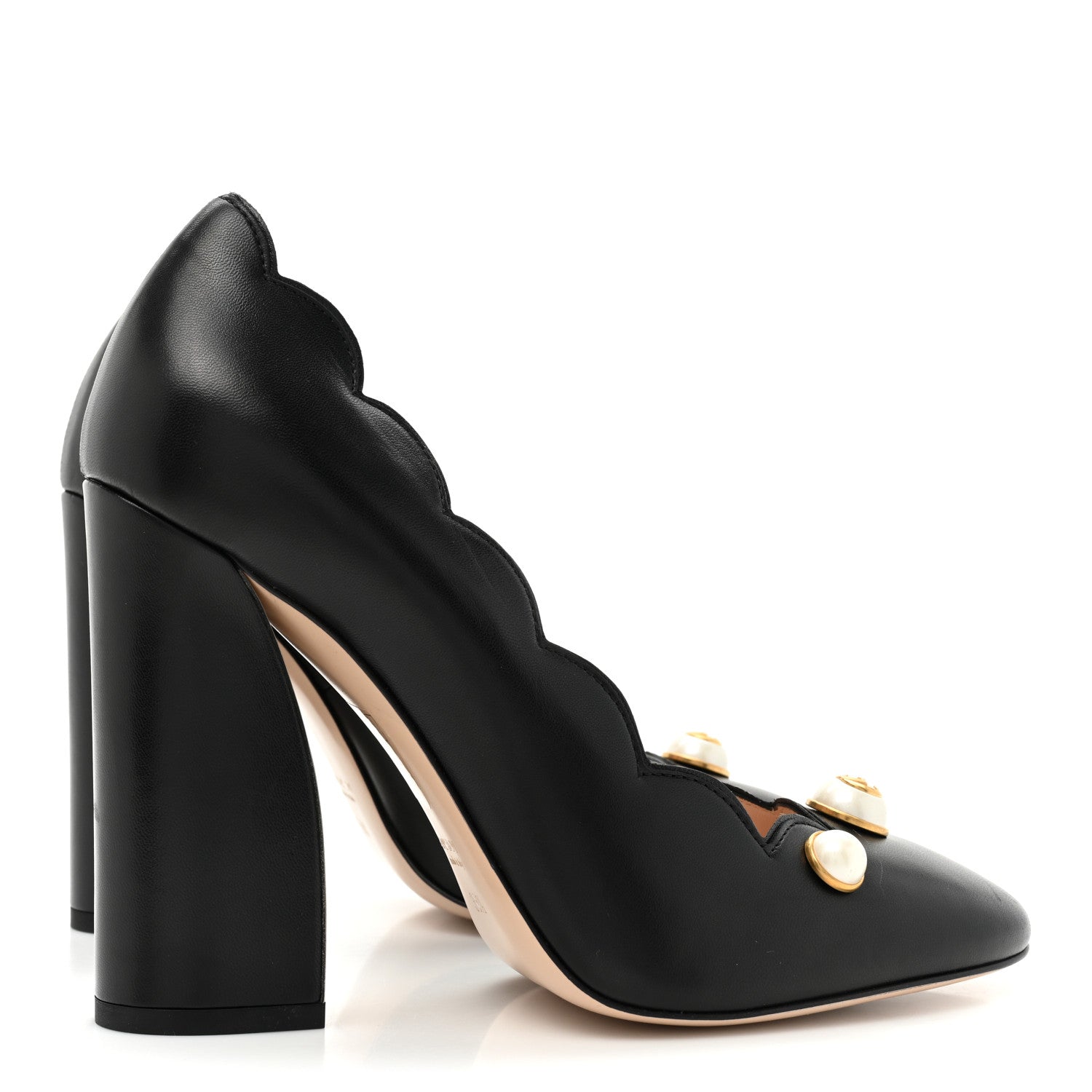 Gucci Malaga Kid Pearl Embellished Willow Loafer Pumps 38.5 Black 4 of 10