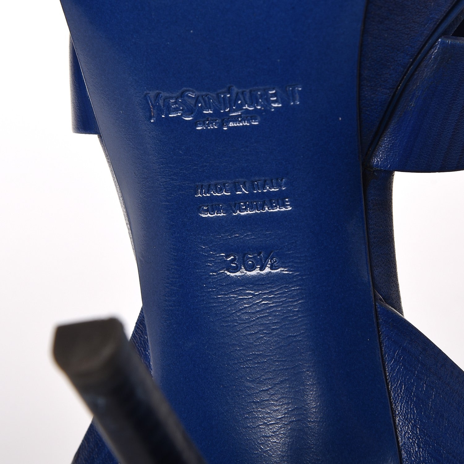 Saint Laurent Calfskin Tribute 75 Platform Sandals 36.5 Royal Blue 11 of 13