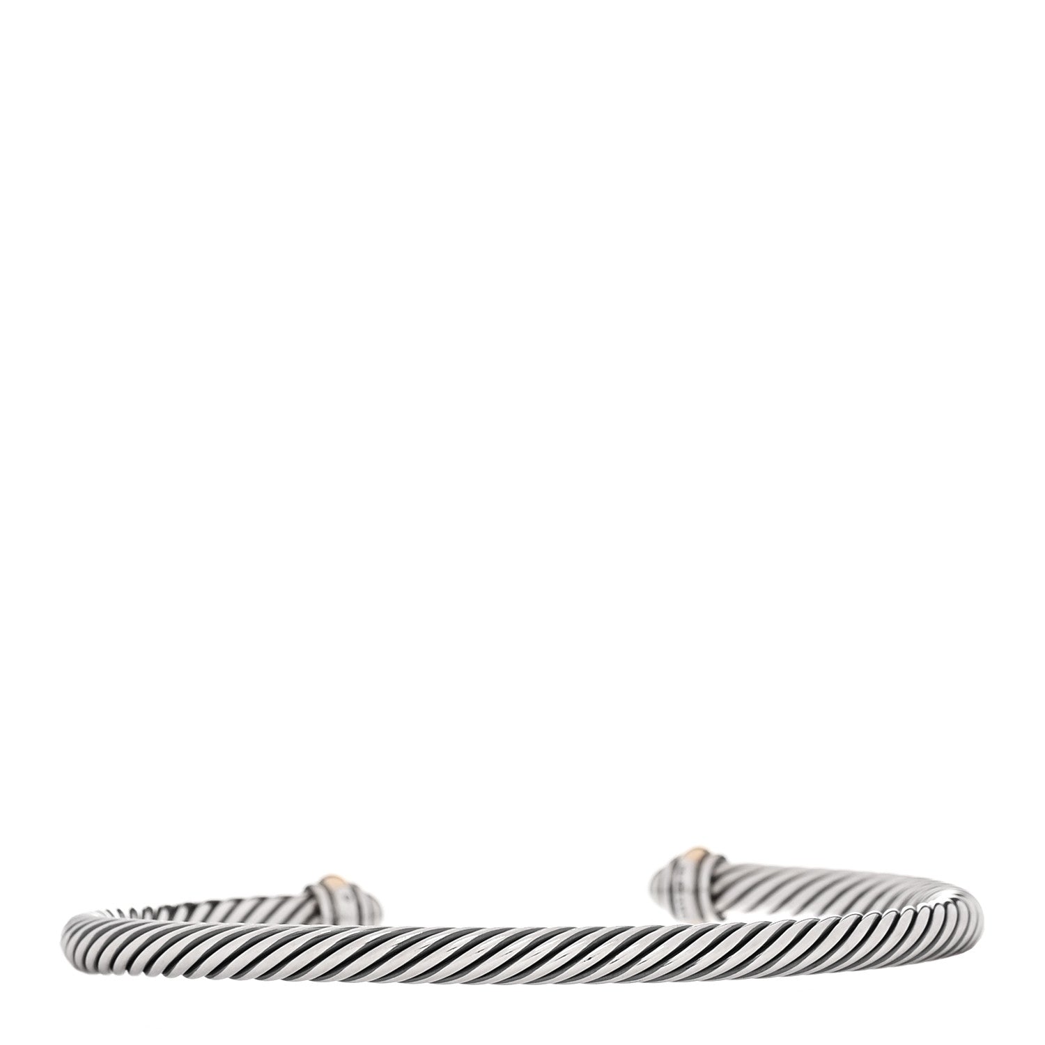 David Yurman Sterling Silver 18K Yellow Gold 4mm Cable Classics Bracelet 2 of 4