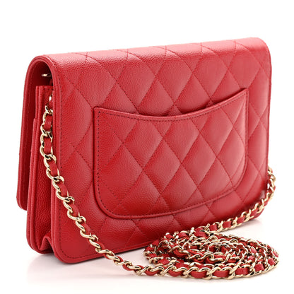 Chanel Caviar Quilted Wallet on Chain WOC Red 3 of 13