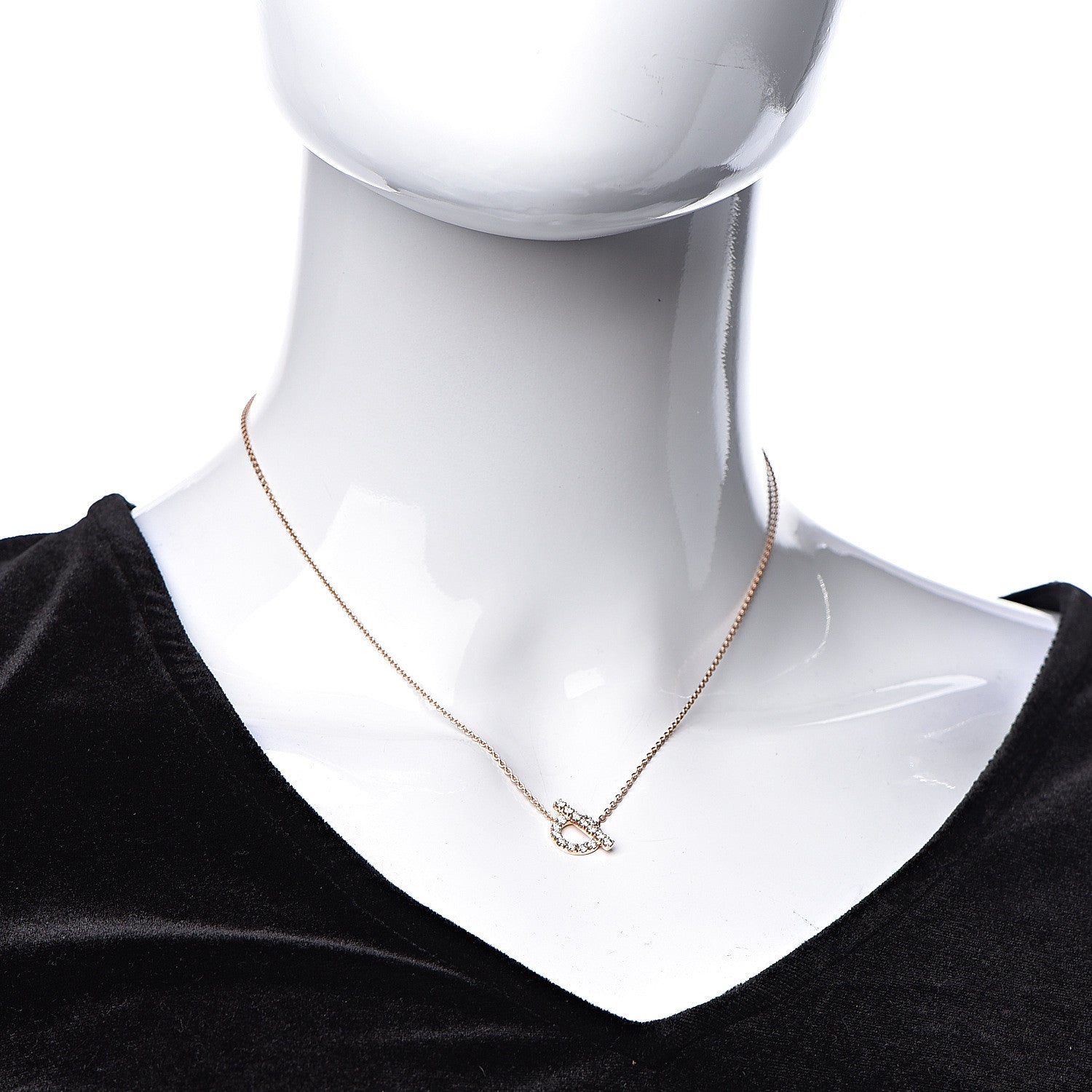 Hermes 18K Rose Gold Diamond Finesse Pendant Necklace 2 of 7