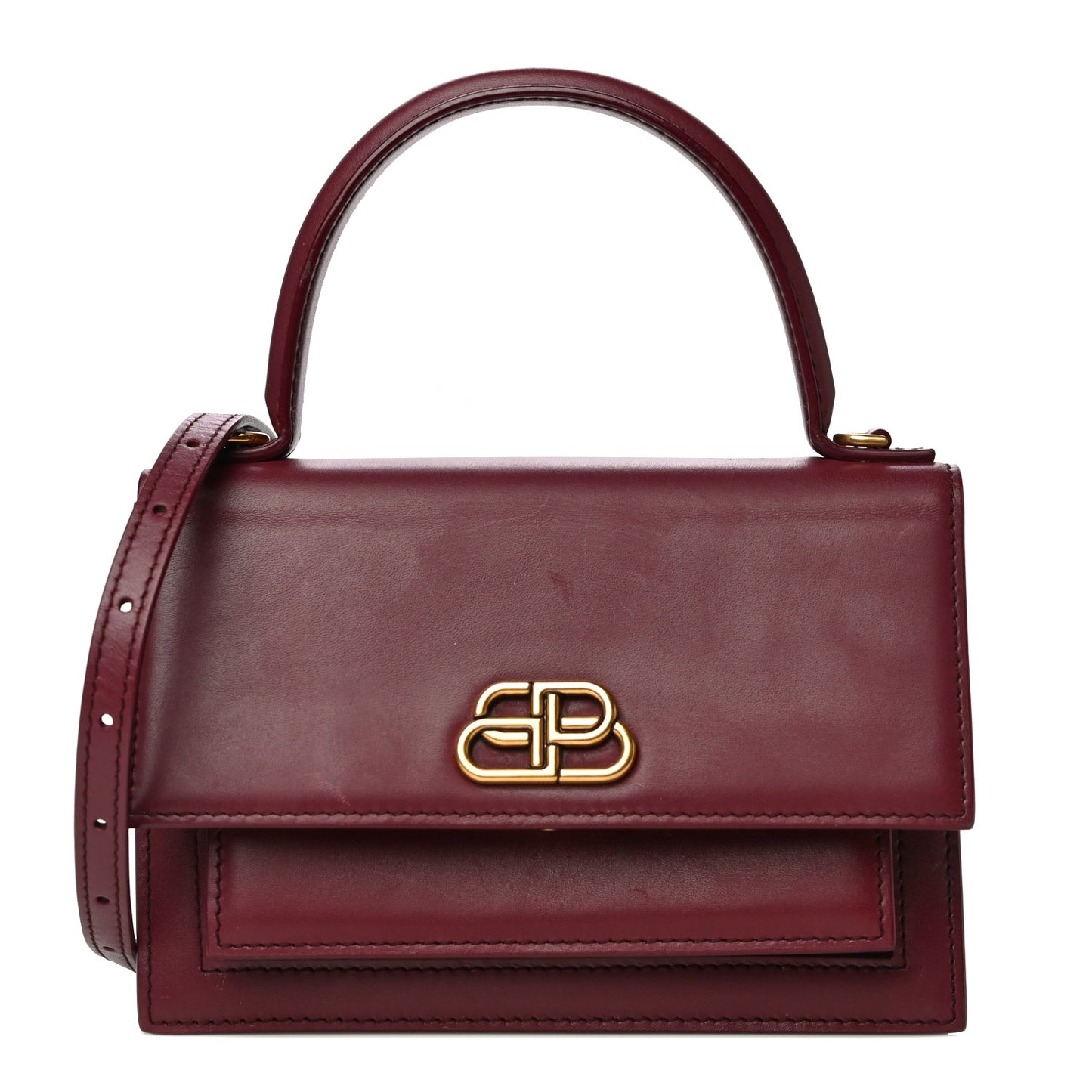 Box Calfskin XS Sharp Top Handle Bag Burgundy