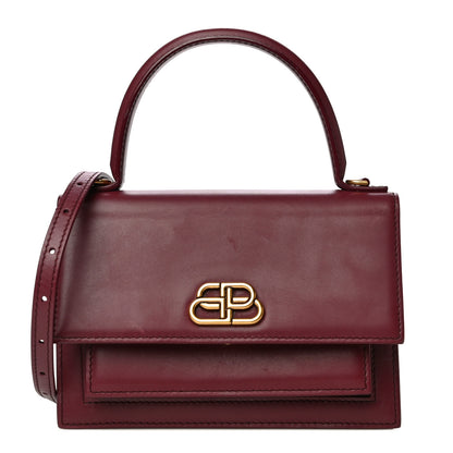 Balenciaga Box Calfskin XS Sharp Top Handle Bag Burgundy 1 of 29