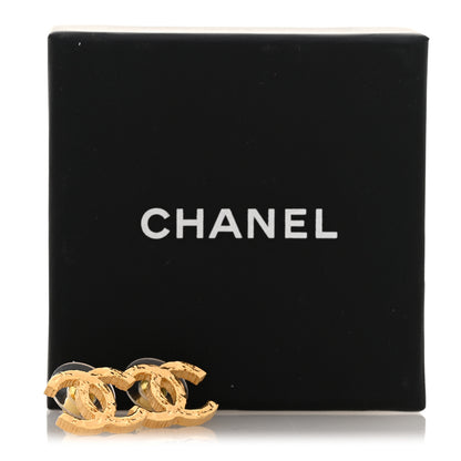 Chanel Metal Textured CC Earrings Gold 5 of 5