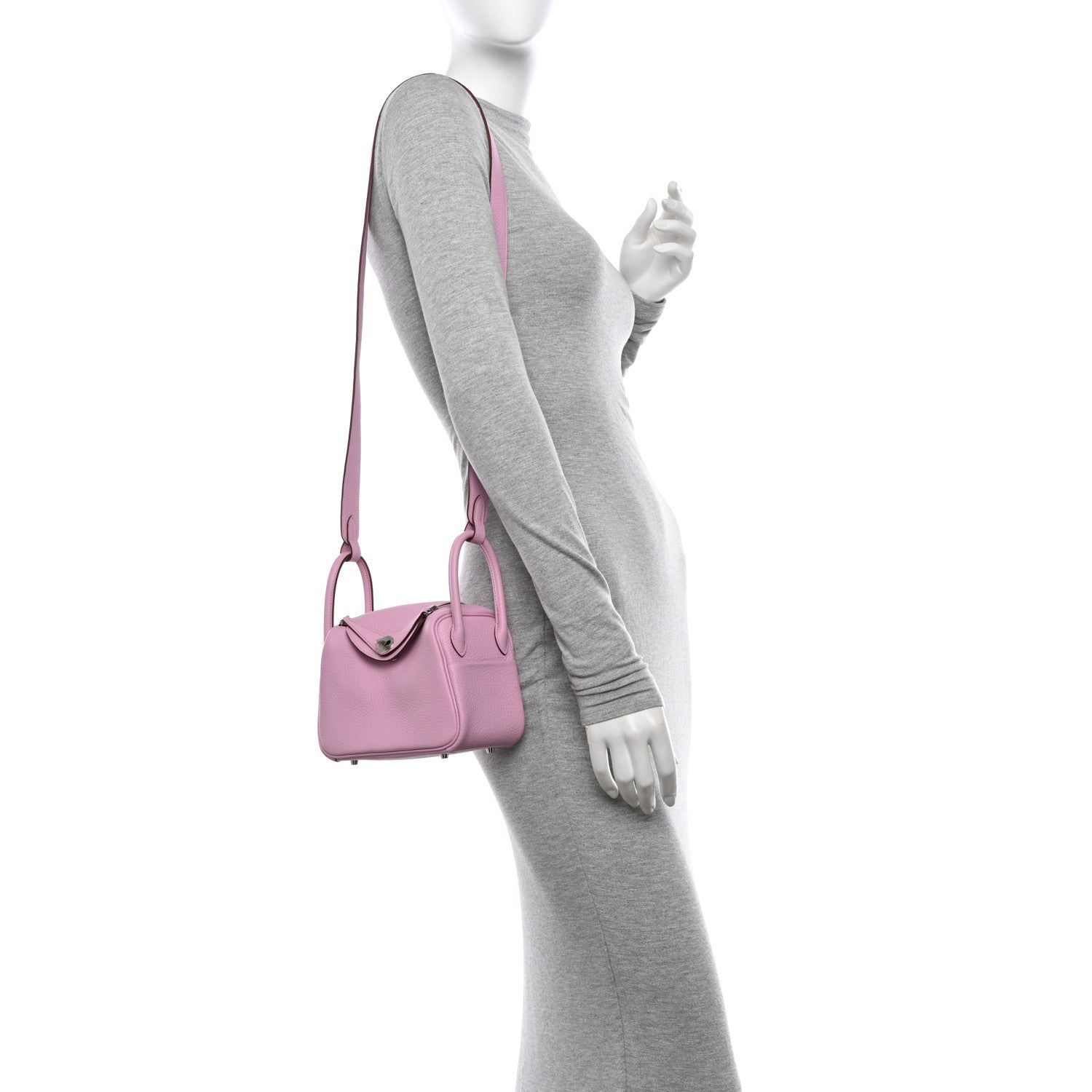 Hermes Taurillon Clemence Mini Lindy 20 Mauve Sylvestre 2 of 11