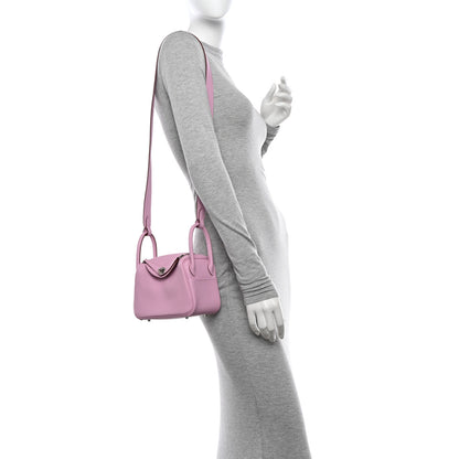 Hermes Taurillon Clemence Mini Lindy 20 Mauve Sylvestre 2 of 11