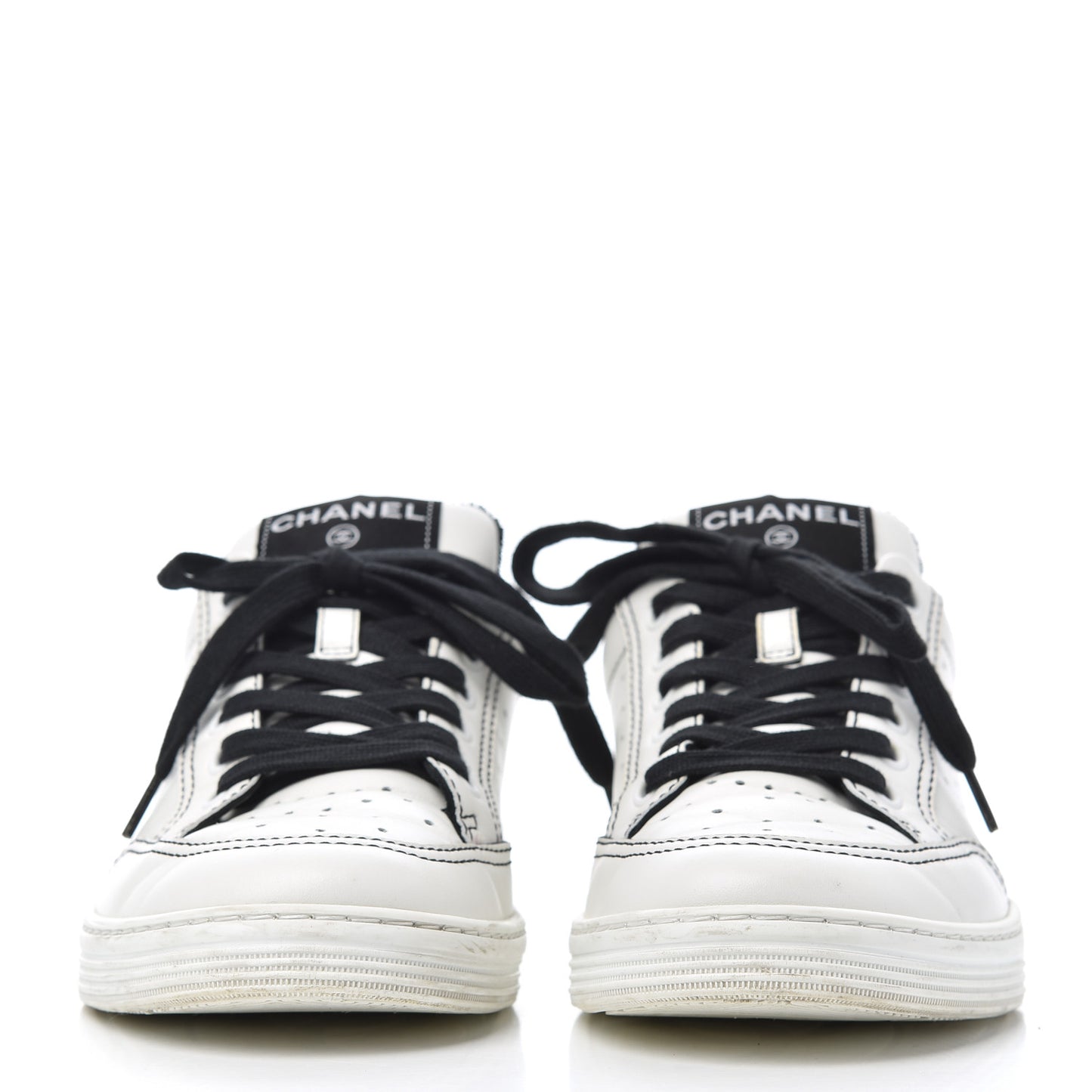 Calfskin Womens Logo Sneakers 39 White Black