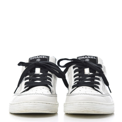 Chanel Calfskin Womens Logo Sneakers 39 White Black 2 of 23