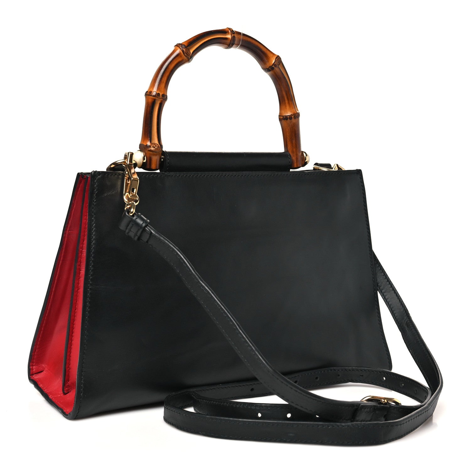 Gucci Nappa Bamboo Web Small Nymphaea Top Handle Bag Black 3 of 10