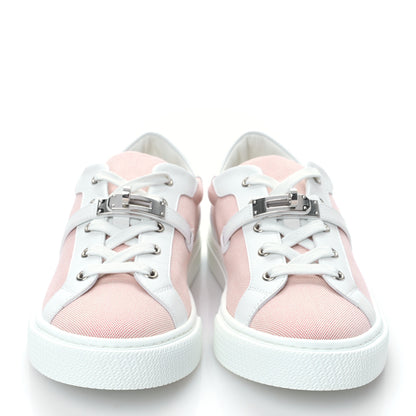 Hermes Calfskin Canvas Day Sneakers 40 Framboise White 3 of 8