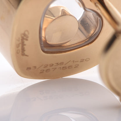 Chopard 18K Yellow Gold Diamond Ruby Happy Diamonds Heart Earrings 4 of 6