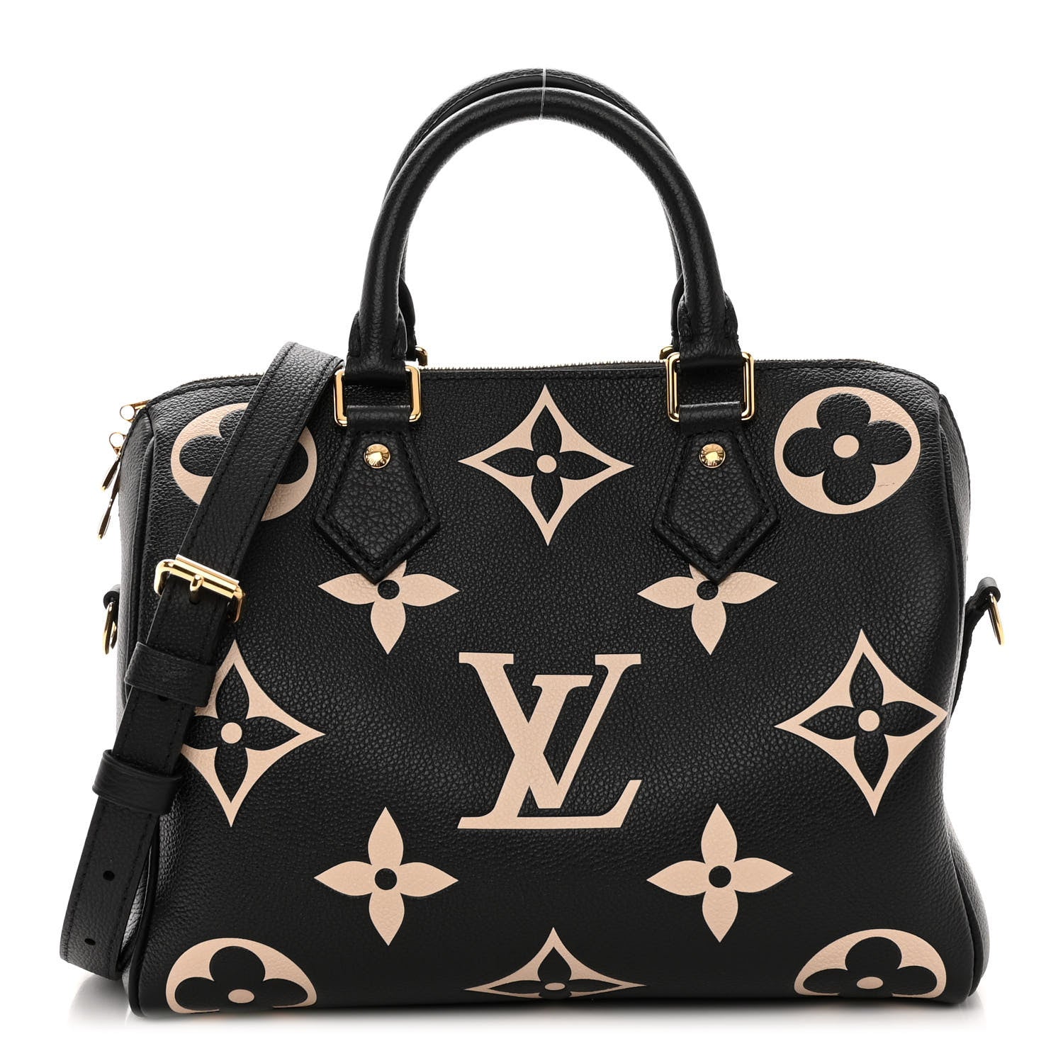 Louis Vuitton Empreinte Monogram Giant Speedy Bandouliere 25 Black Beige 1 of 9