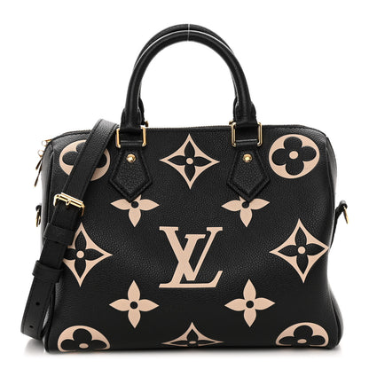 Louis Vuitton Empreinte Monogram Giant Speedy Bandouliere 25 Black Beige 1 of 9