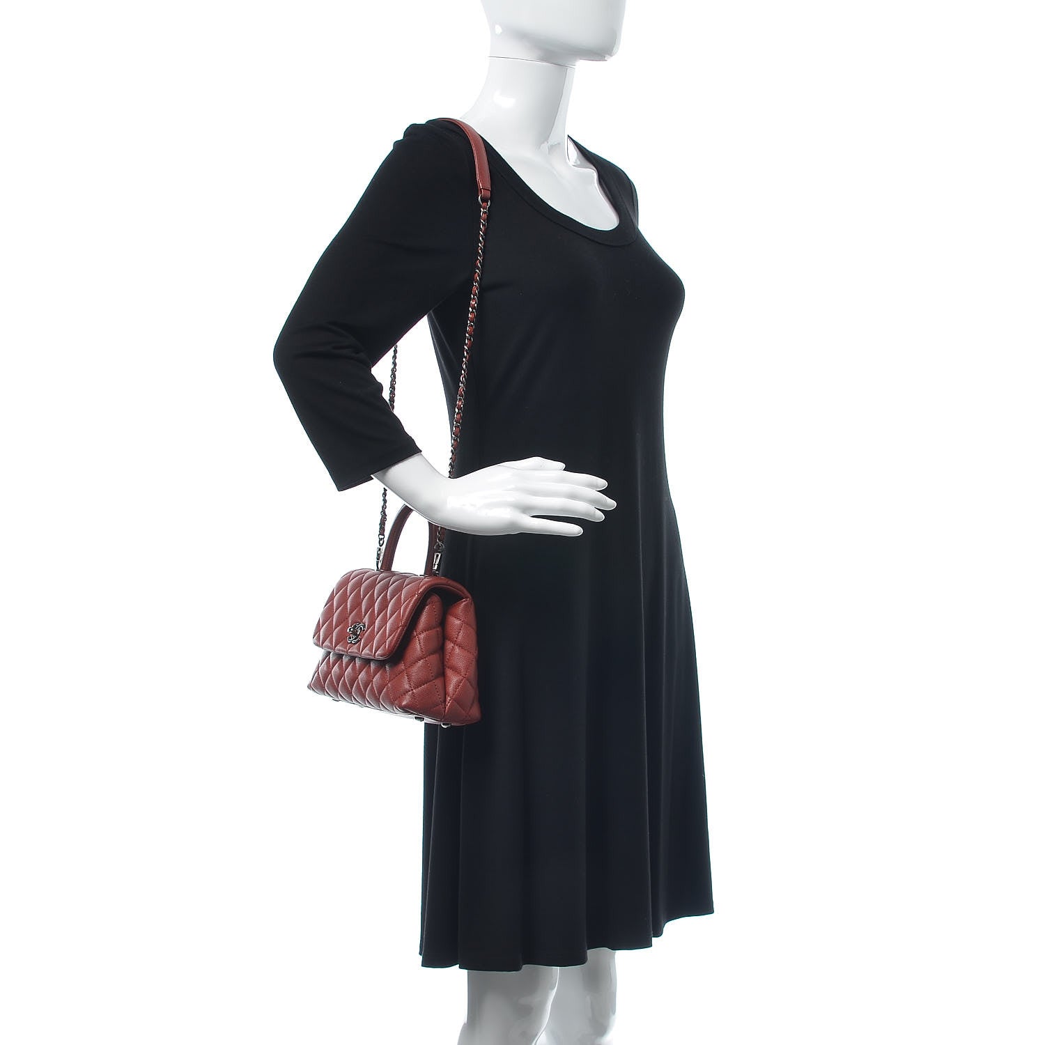 Chanel Caviar Quilted Mini Coco Handle Flap Dark Red 2 of 12