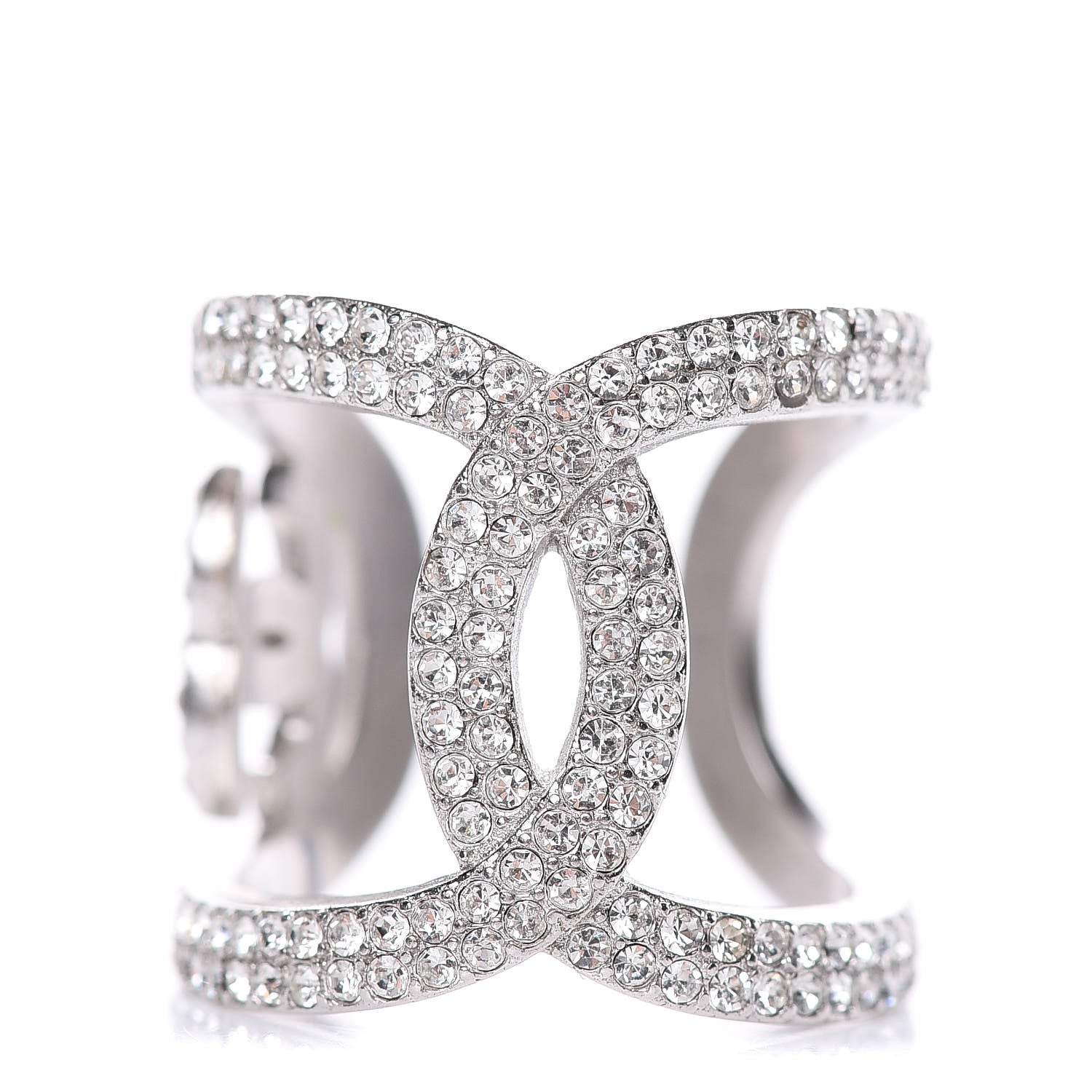 Chanel Crystal CC Ring 5.5 Silver 1 of 5