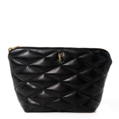 Saint Laurent Lambskin Monogram Medium Sade Puffer Pouch Black 1 of 10