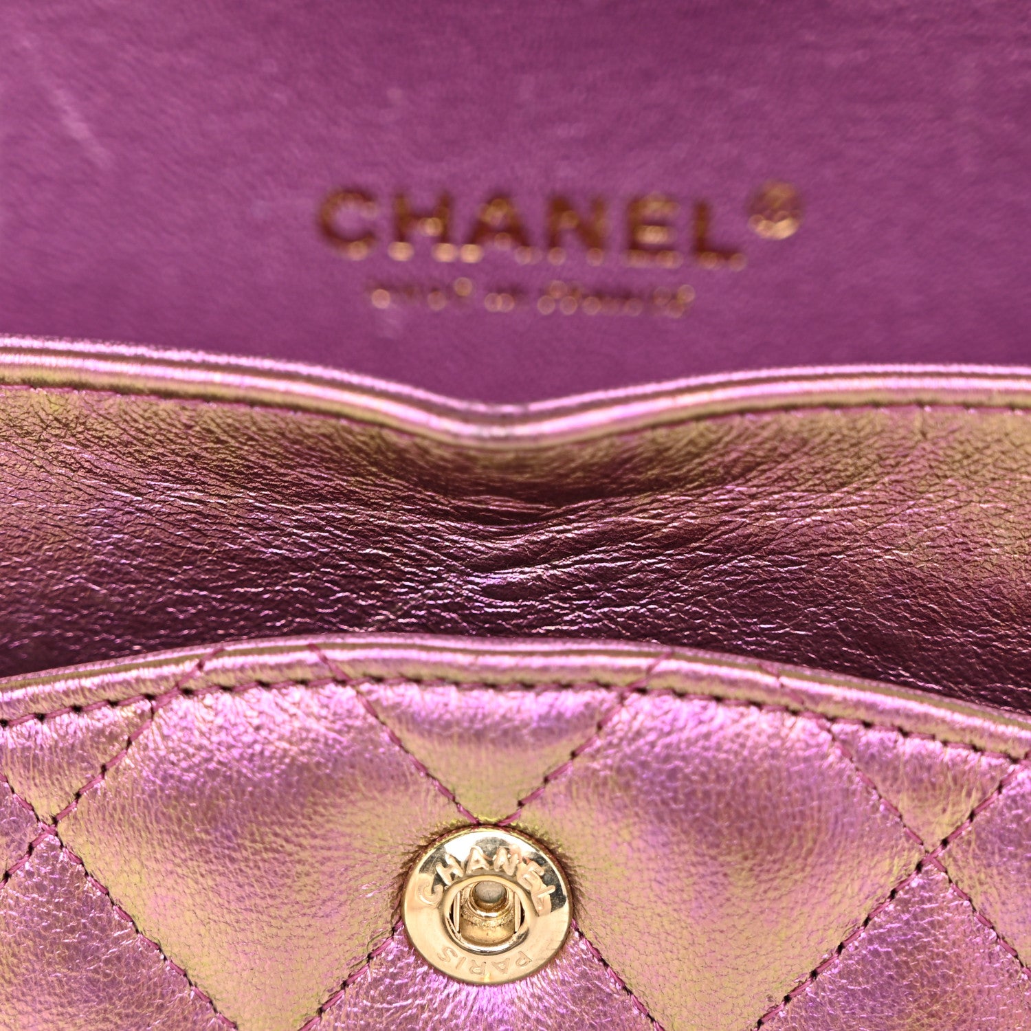 Chanel Iridescent Lambskin Quilted Medium Double Flap Purple 12 of 14