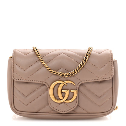 Gucci Calfskin Matelasse Super Mini GG Marmont Shoulder Bag Porcelain Rose 1 of 10